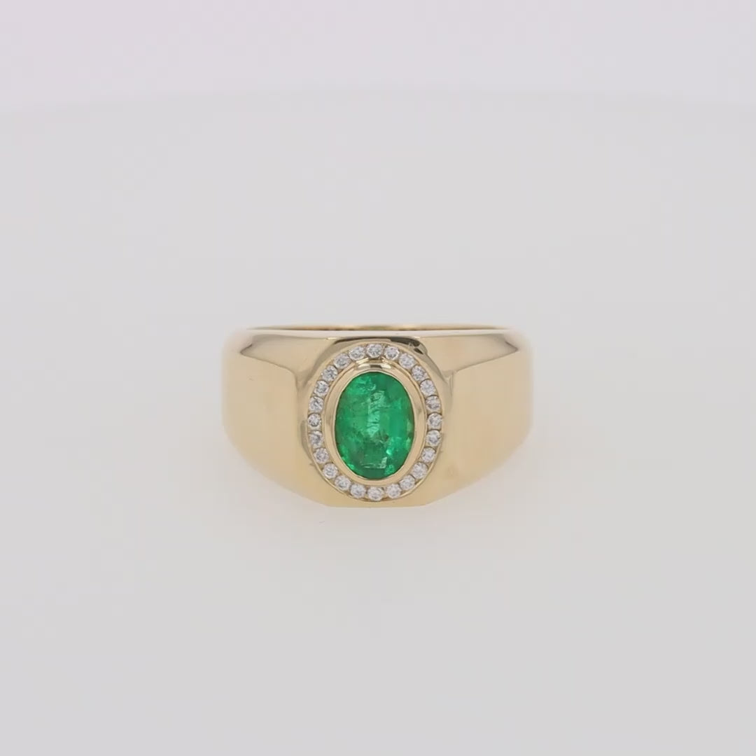 Men's Brasillica 14K Yellow Gold Diamond and Emerald Ring