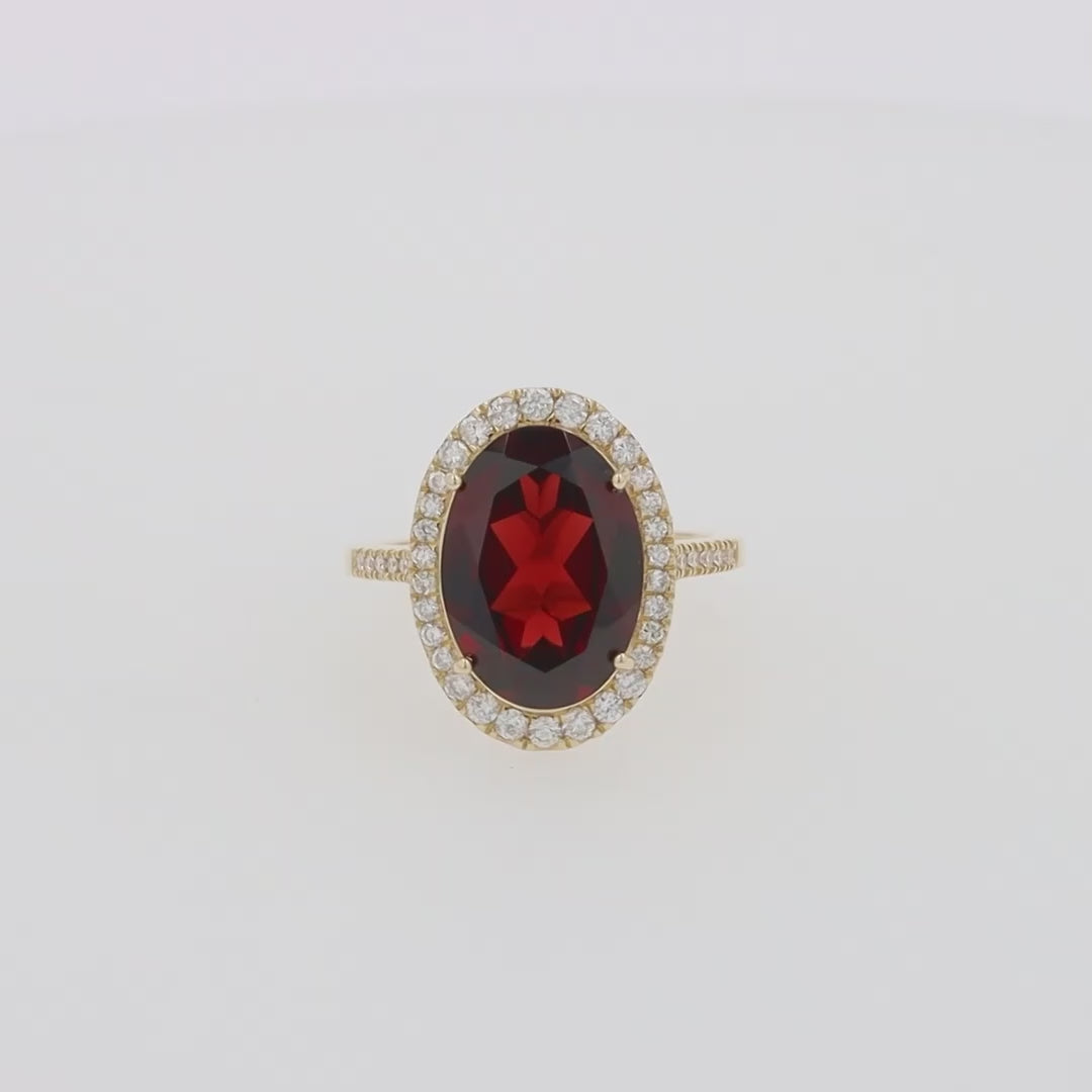 Translation missing: en.Bordeaux 14K Yellow Gold Garnet and Diamond Cocktail Ring, 7.78 TCW