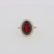 Bordeaux 14K Yellow Gold Garnet and Diamond Cocktail Ring, 7.78 TCW