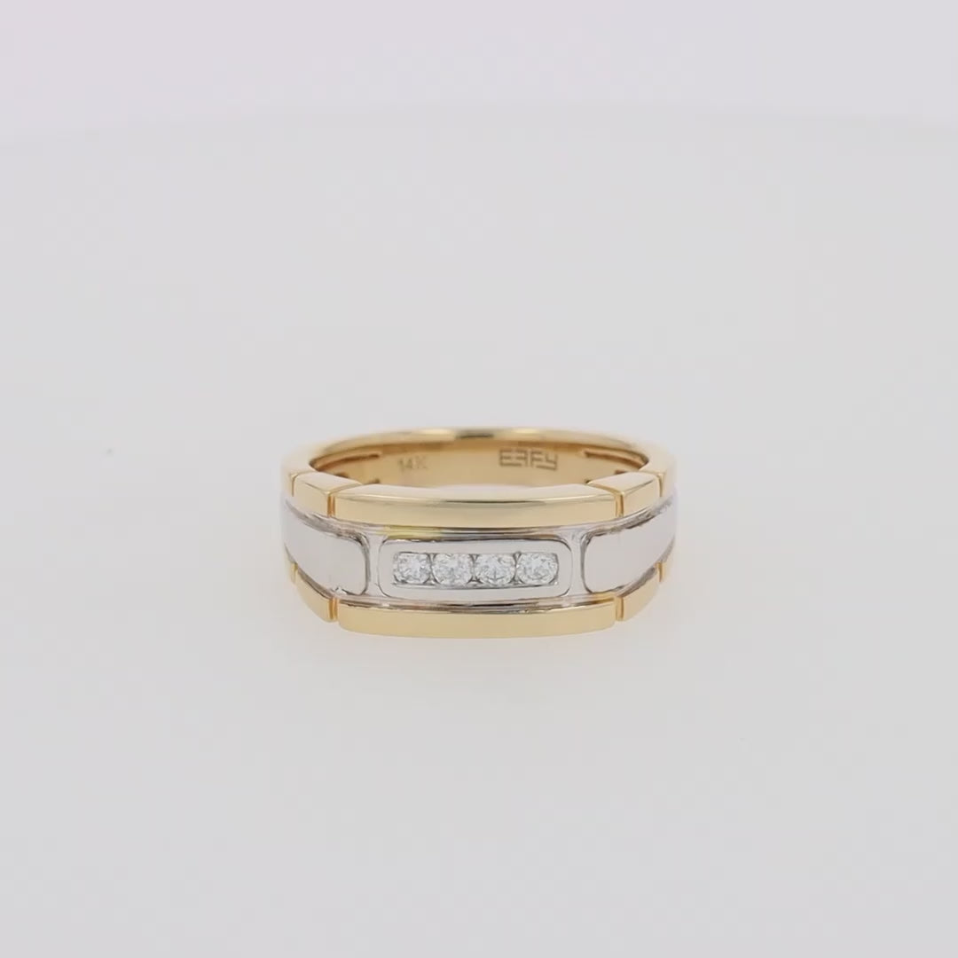 Men's 14K Yellow and White Gold Diamond Ring, 0.20 TCW