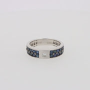 Men's 14K White Gold Blue Sapphire and Diamond Ring, 1.69 TCW
