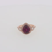 Bordeaux 14K Rose Gold Rhodolite Garnet and Diamond Ring, 3.32 TCW