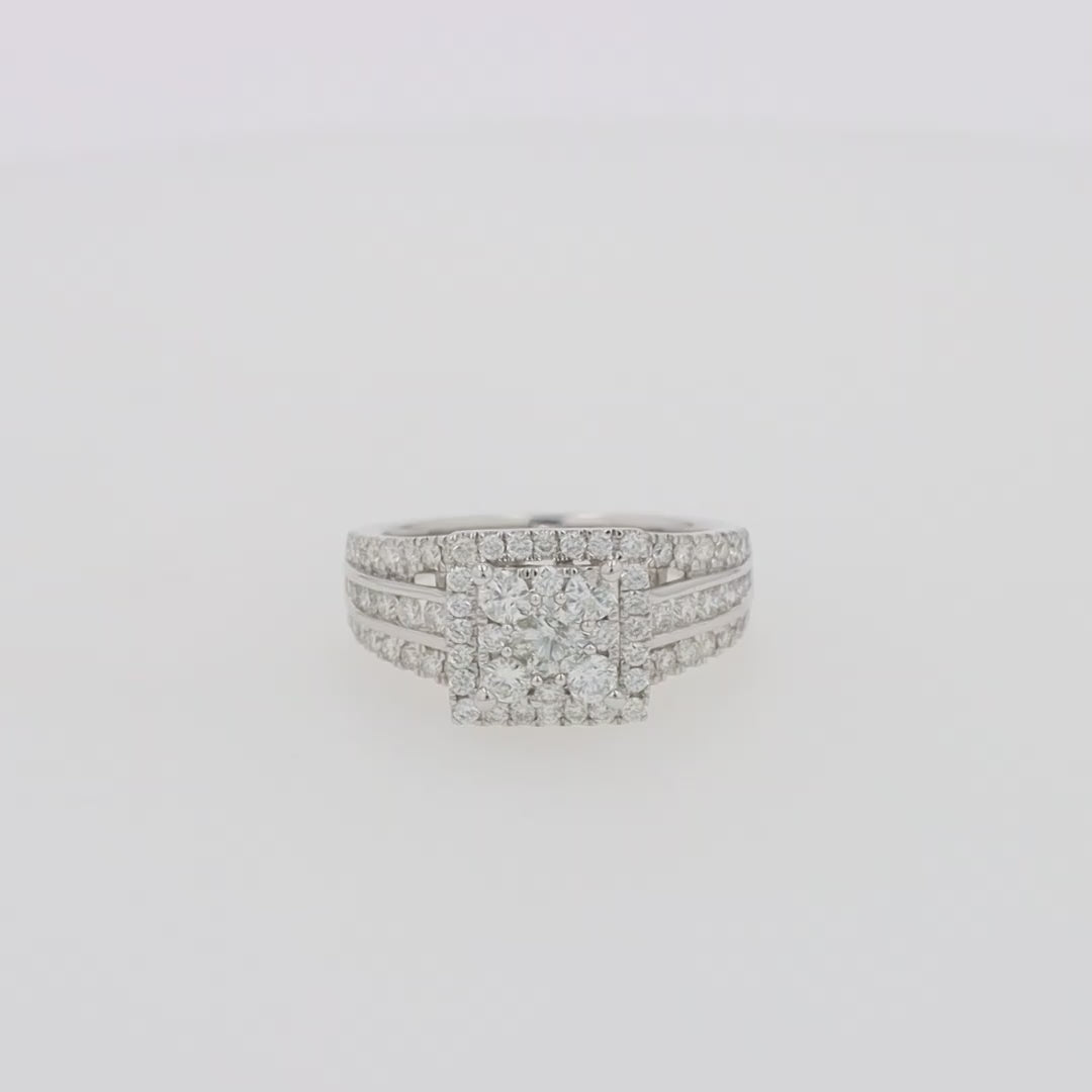 Bouquet 14K White Gold Diamond Cluster Ring 1.4 TCW