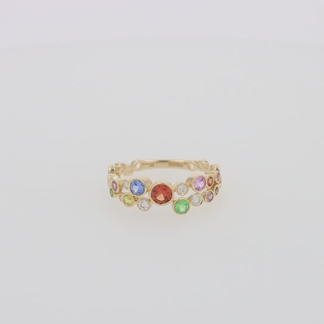 Translation missing: en.Watercolors 14K Yellow Gold Multi-Sapphire and Diamond Ring, 1.03 TCW