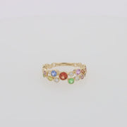 Watercolors 14K Yellow Gold Multi-Sapphire and Diamond Ring, 1.03 TCW