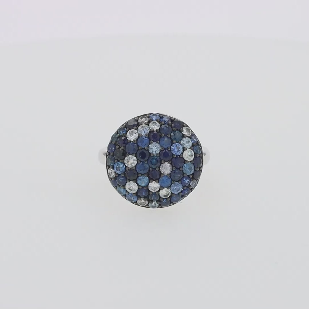 Translation missing: en.Splash Sterling Silver Blue Sapphire Circle Ring, 2.95 TCW