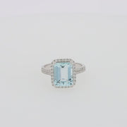 14K White Gold Aquamarine and Diamond Ring, 3.33 TCW