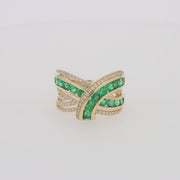 14K Yellow Gold Emerald and Diamond Wrap Ring, 2.22 TCW