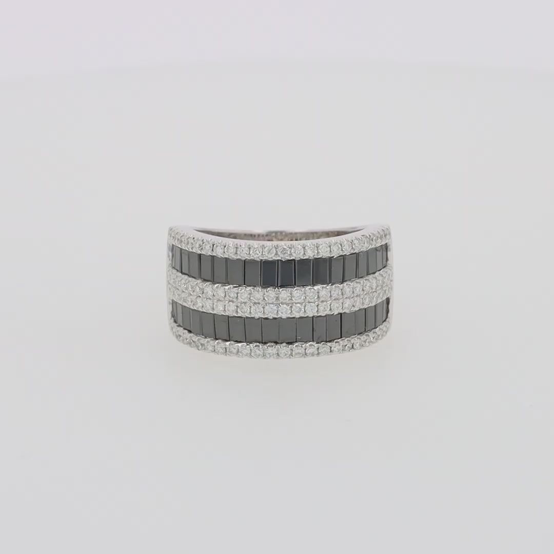 Translation missing: en.14K White Gold Black and White Diamond Ring, 2.48 TCW