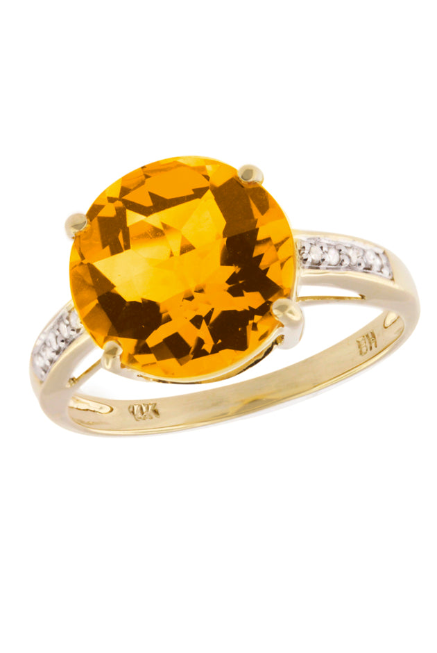 Yellow Gold Citrine and Diamond Ring, 1.34 TCW – effyjewelry.com