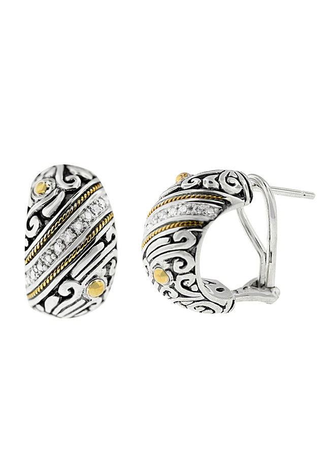 Balissima Silver & 18K Gold Diamond Earrings, .17 TCW