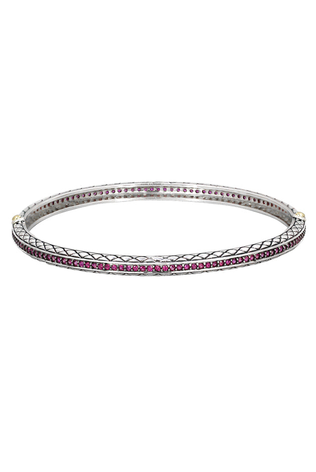 Balissima Sterling Silver & Gold Ruby Bangle, 1.63 TCW