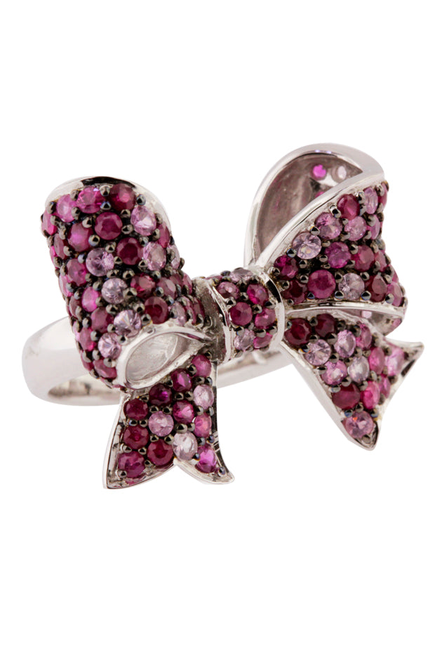 925 Ruby Sapphire Bowtie Ring 3.91 TCW