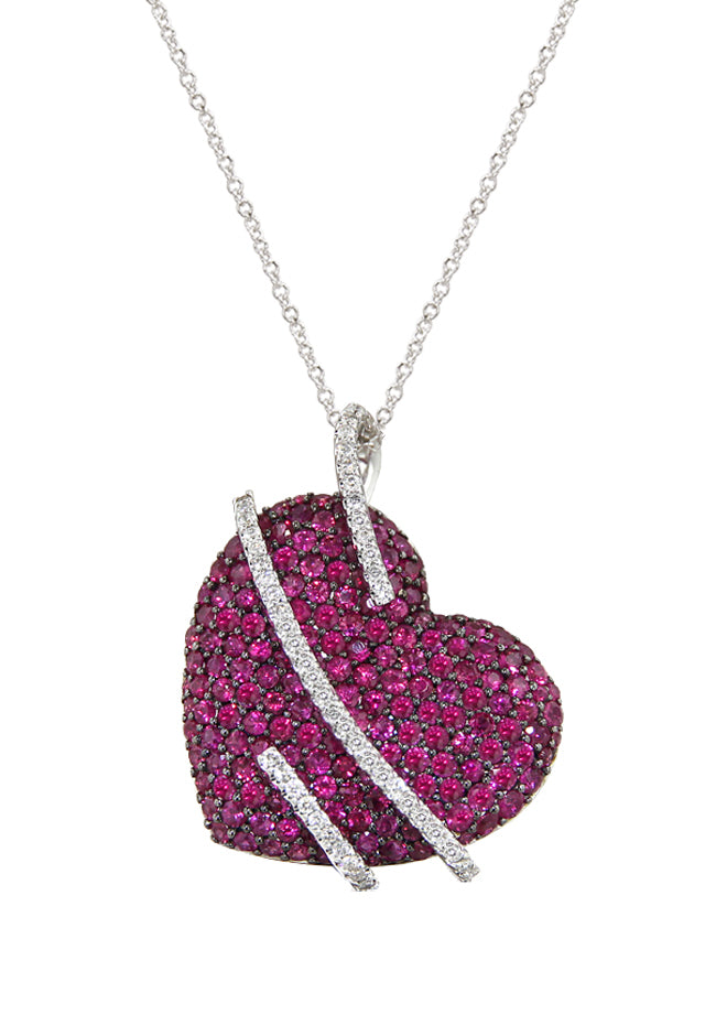 Heart Necklace with Ruby and Diamonds, 4.51 TCW – effyjewelry.com