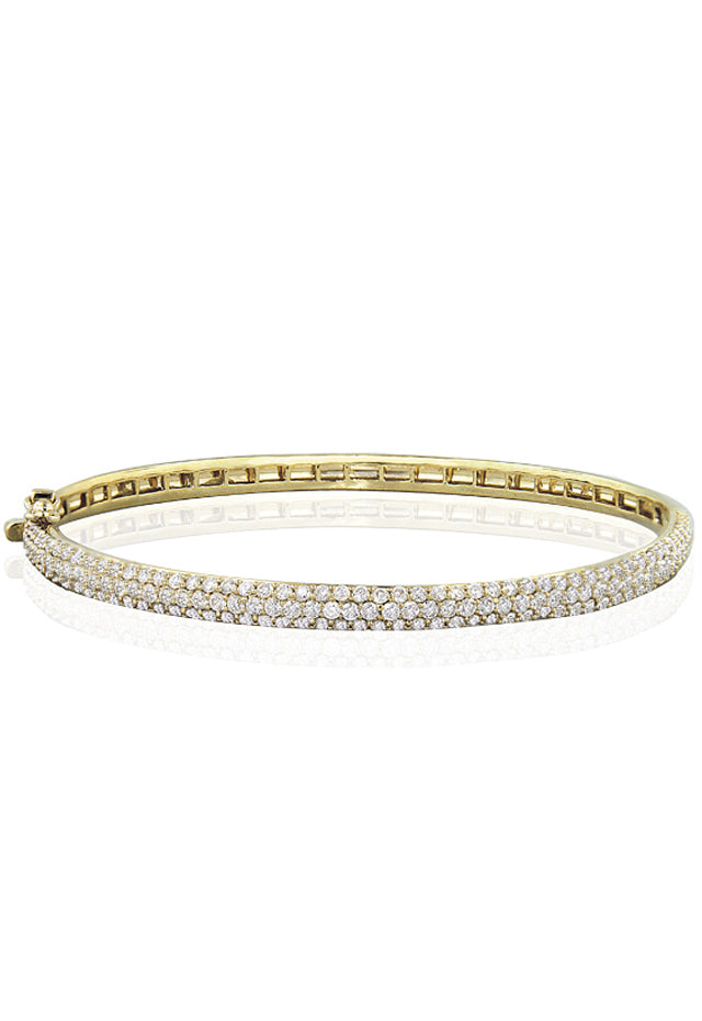 14K Yellow Gold Pave Classica Diamond Bangle 3.15 TCW