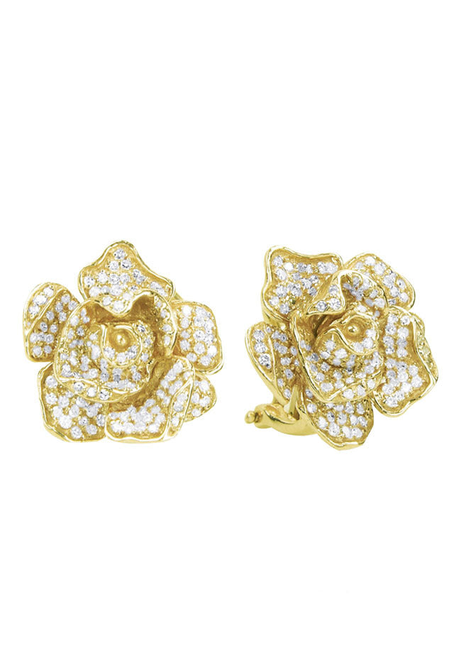 Effy 14K Yellow Gold Diamond Flower Earrings, 1.38 TCW