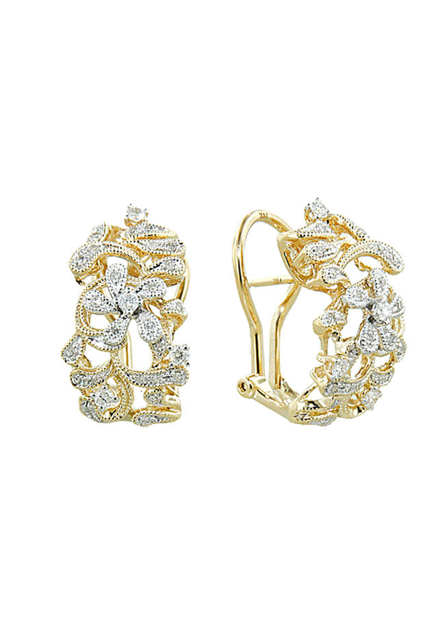 Effy D'Oro 14K Yellow Gold Diamond Floral Earrings, 0.39 TCW ...