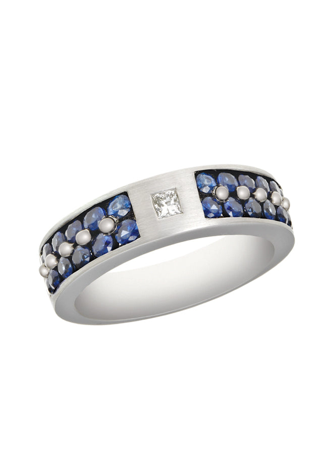 Effy Men's 14K White Gold Blue Sapphire and Diamond Ring, 1.69 TCW
