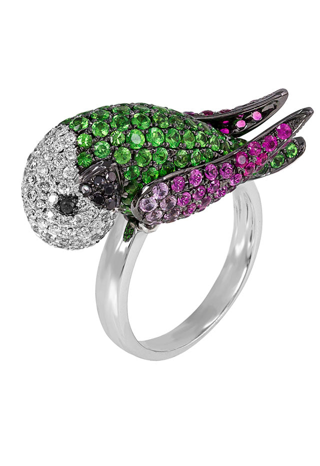 Jardin Multi Gemstone & Diamond Parrot Ring, 4.05 TCW – effyjewelry.com