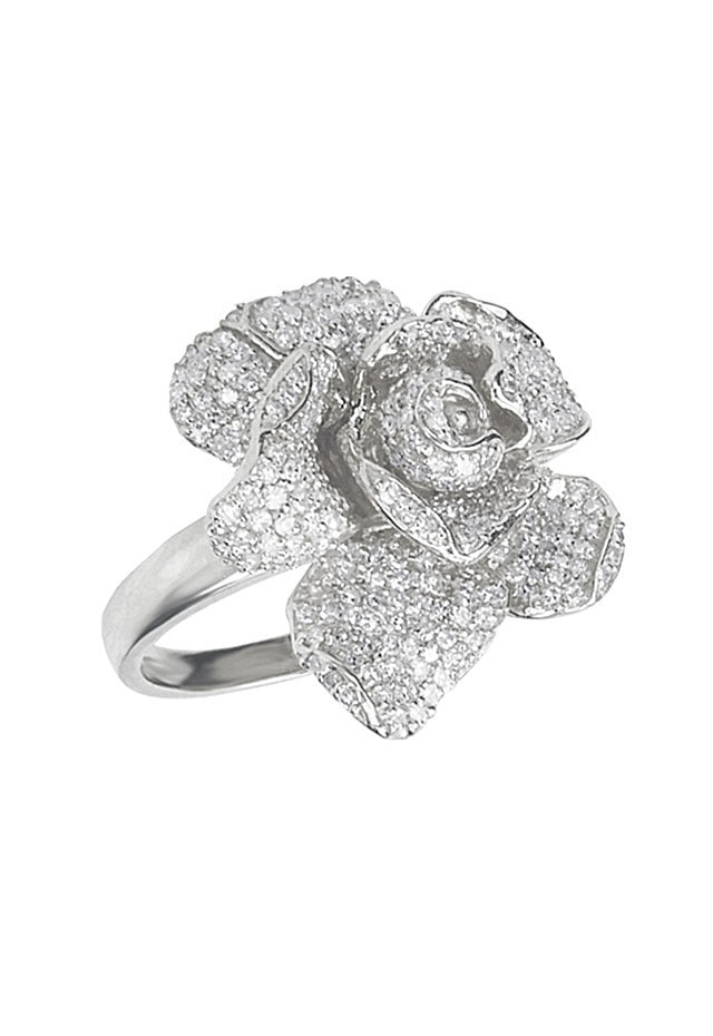 Effy 14K White Gold Diamond Flower Ring, 1.10 TCW