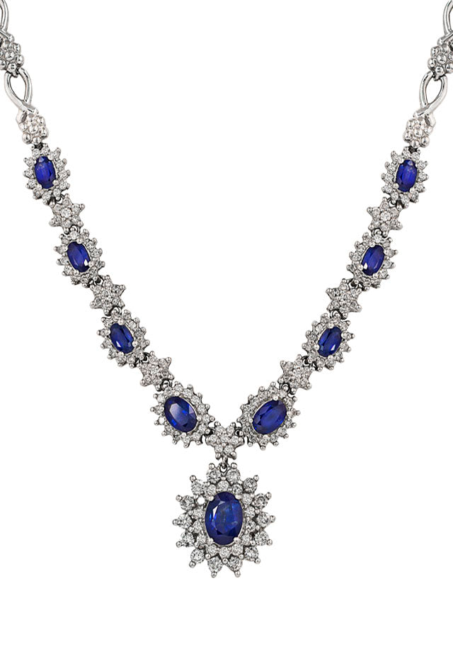 Gemma Blue Sapphire & Diamond Necklace, 6.77 TCW