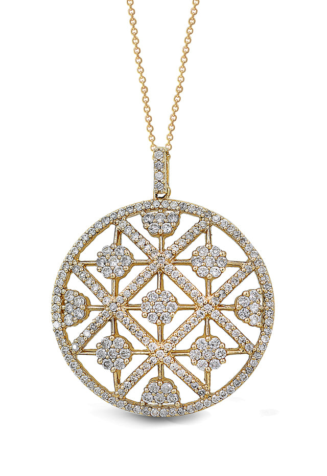 DOro 14K Yellow Gold Diamond Pendant 2.08 TCW